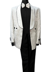 Tazzio White & Black Paisley Pattern Suit