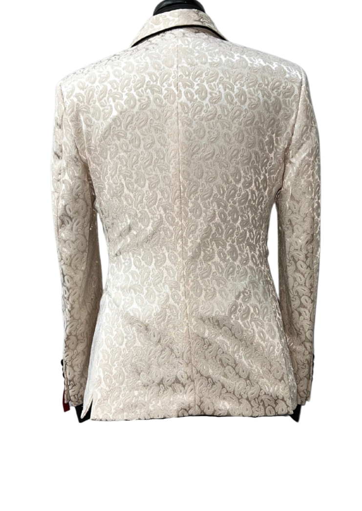 Tazzio Champagne & Black Paisley Pattern Suit