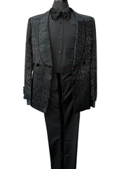 Tazzio Black Paisley Pattern Suit