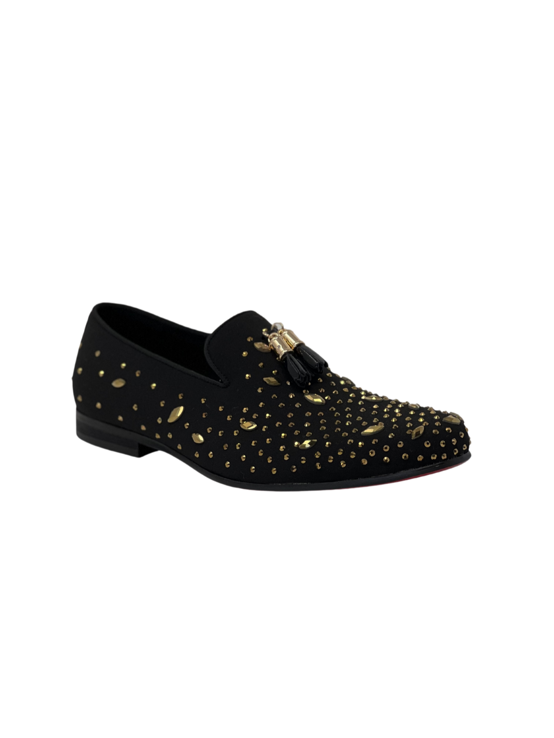 Barabas Black & Gold Rhinestone Formal Slip On Loafer