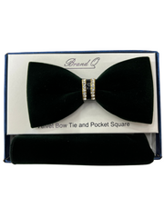 Hunter Green Velvet Bow-Tie & Pocket Square