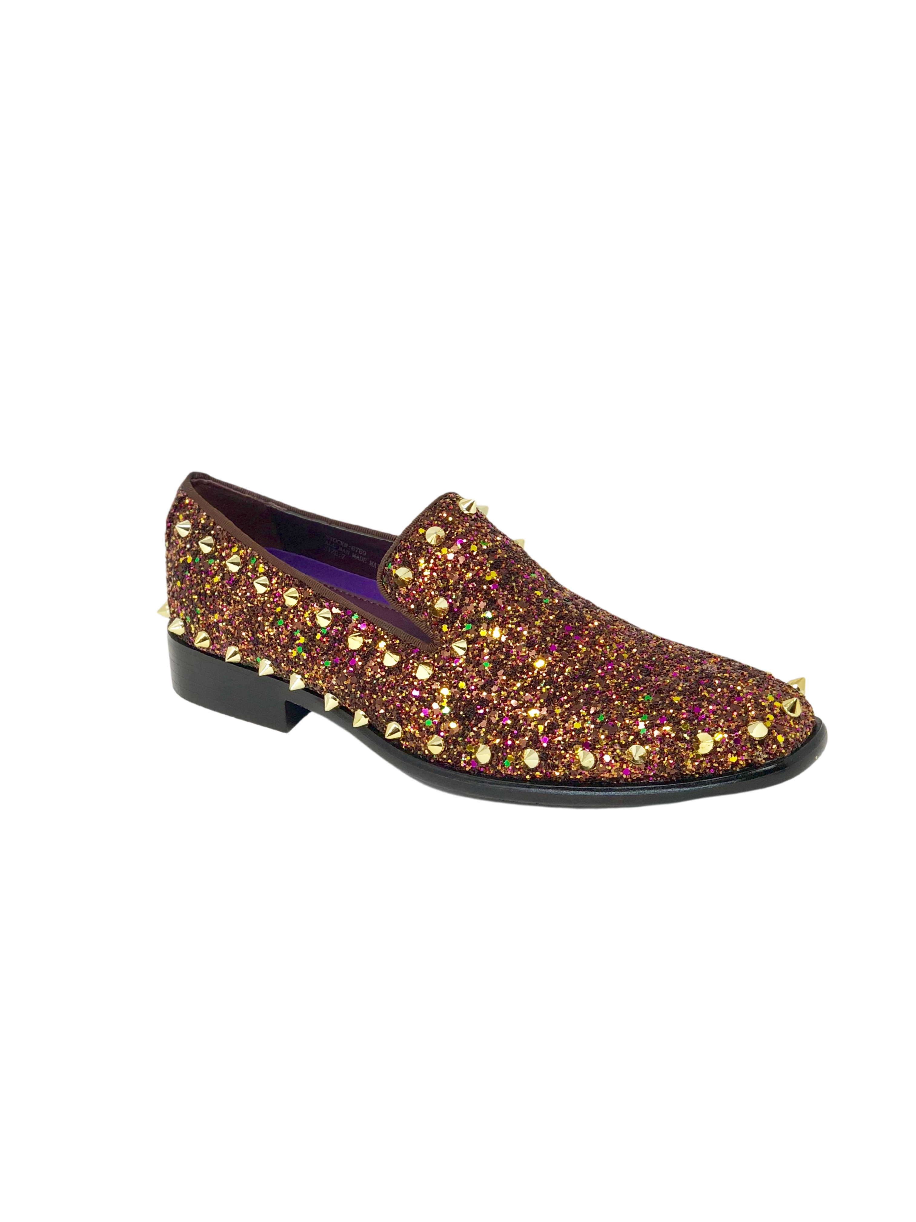 After Midnight Bronze multi colored shoe with gold spikes
