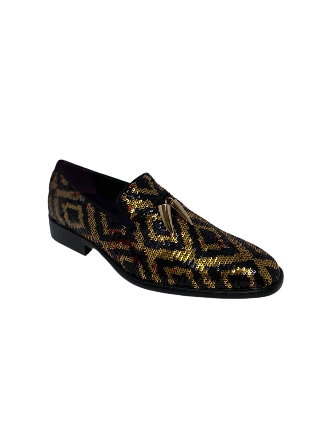 After Midnight Black and Gold Sequin Formal Loafer