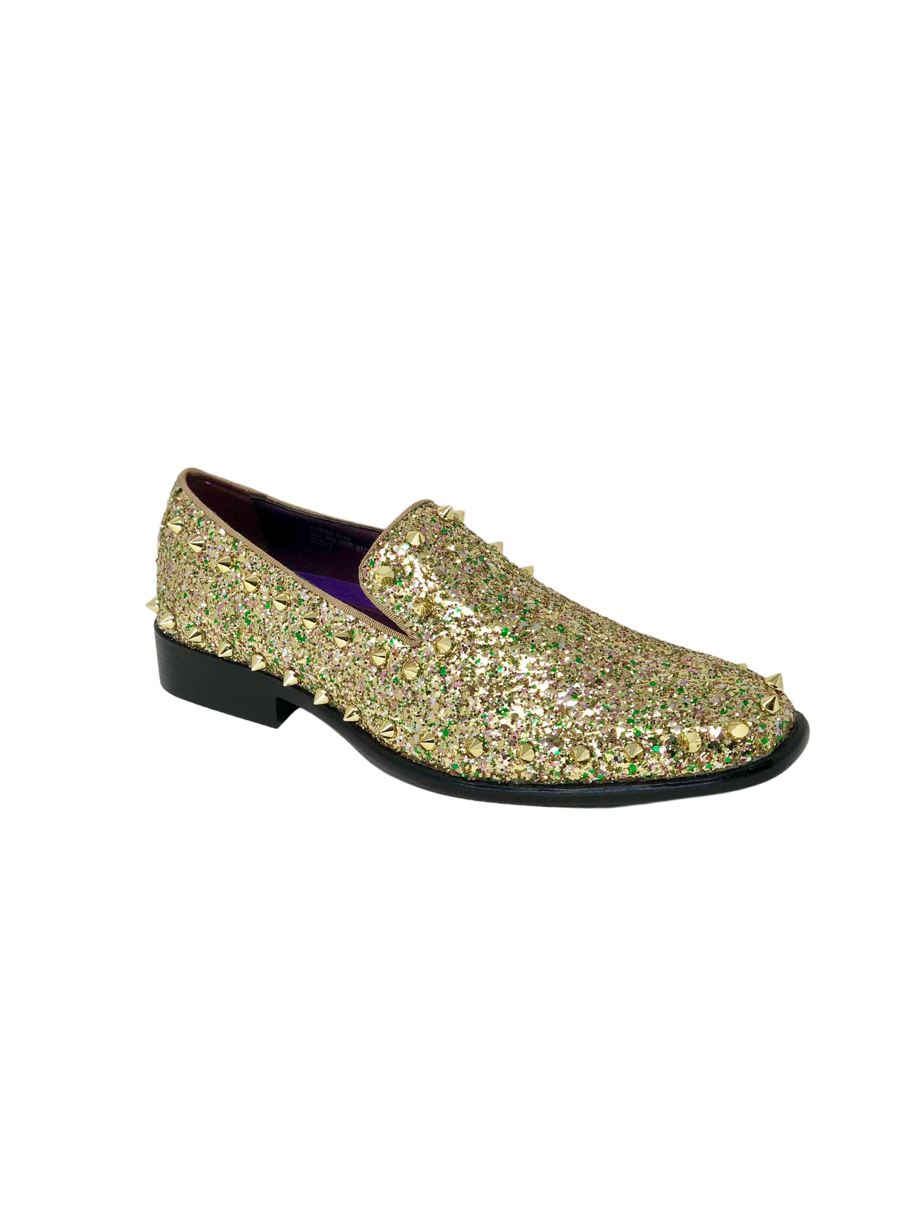After Midnight Gold multi colored shoe with gold spikes