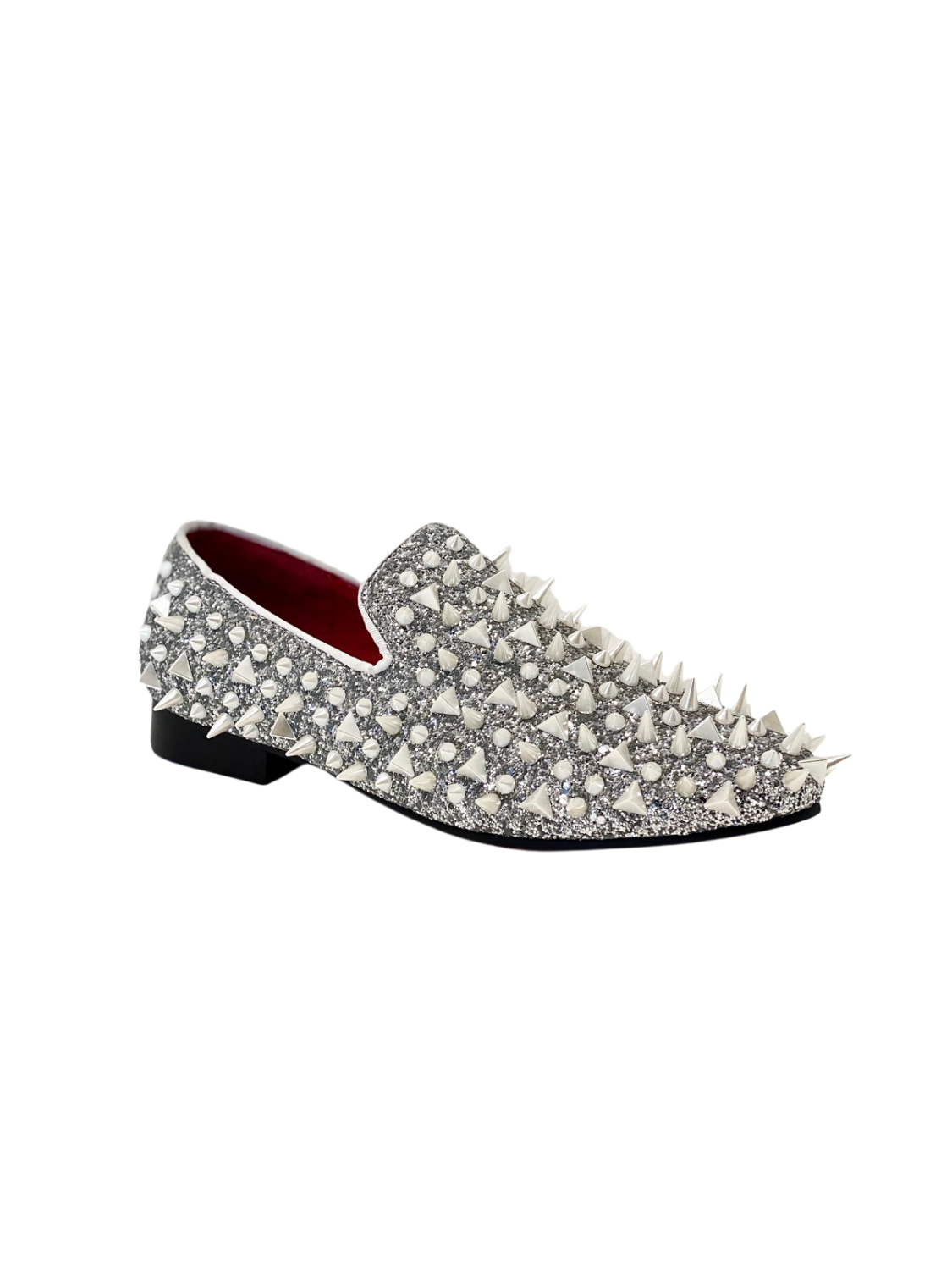 Fiesso Silver Loafer with White Spikes