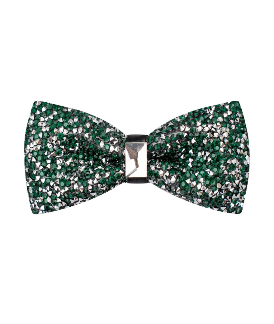Hunter Green & Silver Studded Bow Tie