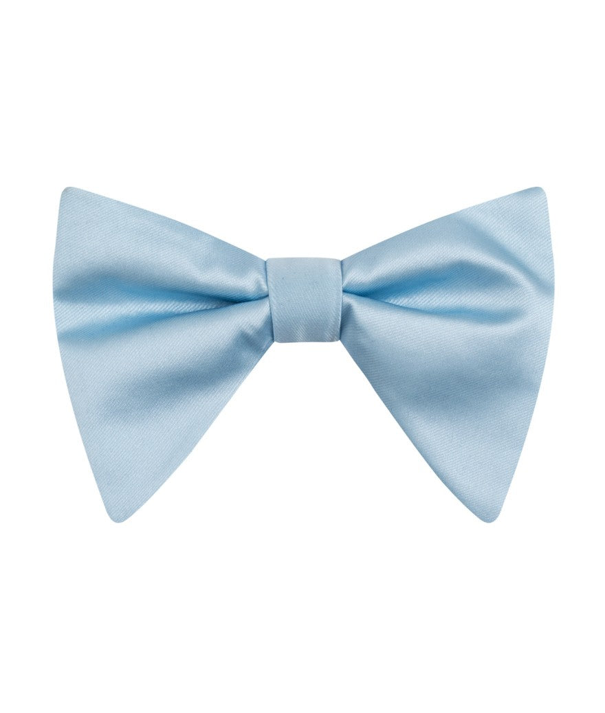 Sky Blue Satin Long Bow Tie & Pocket Square