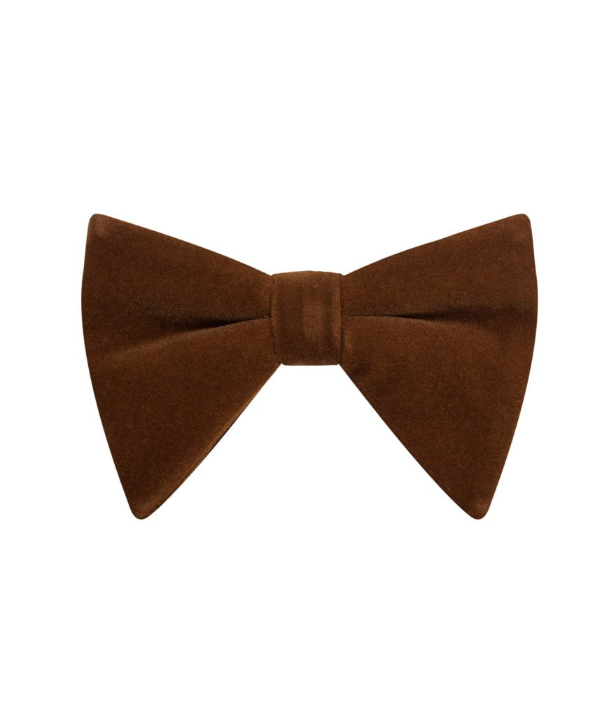 Chocolate Brown Velvet Long Bow Tie & Pocket Square